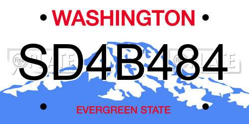 SD4B484 Washington License Plate