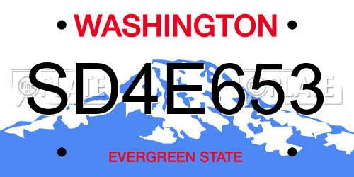 SD4E653 Washington License Plate