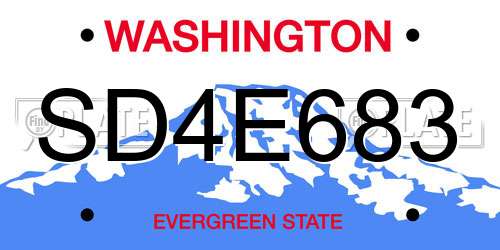 SD4E683 Washington License Plate