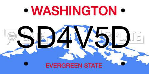 SD4V5D Washington License Plate