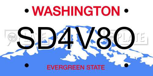 SD4V8O Washington License Plate