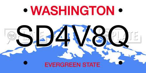 SD4V8Q Washington License Plate