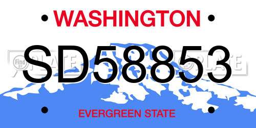 SD58853 Washington License Plate