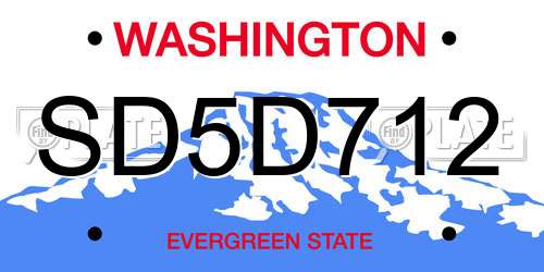SD5D712 Washington License Plate