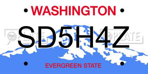 SD5H4Z Washington License Plate
