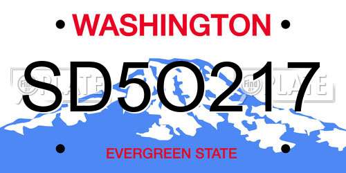 SD5O217 Washington License Plate