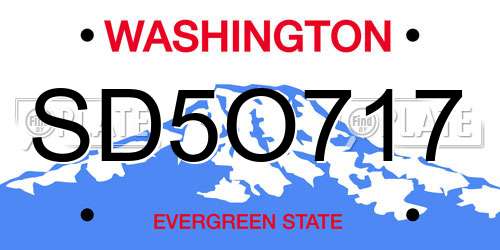 SD5O717 Washington License Plate