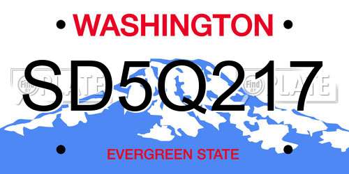 SD5Q217 Washington License Plate