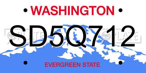 SD5Q712 Washington License Plate