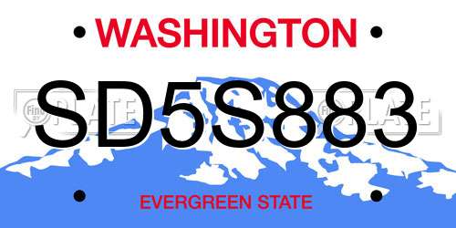 SD5S883 Washington License Plate