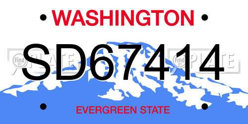 SD67414 Washington License Plate