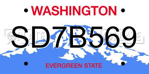 SD7B569 Washington License Plate