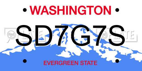 SD7G7S Washington License Plate