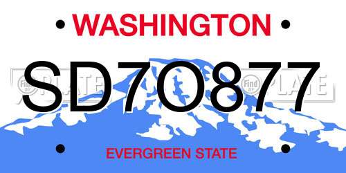 SD7O877 Washington License Plate
