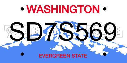 SD7S569 Washington License Plate