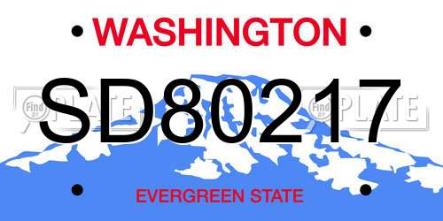 SD80217 Washington License Plate