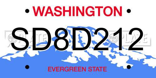 SD8D212 Washington License Plate