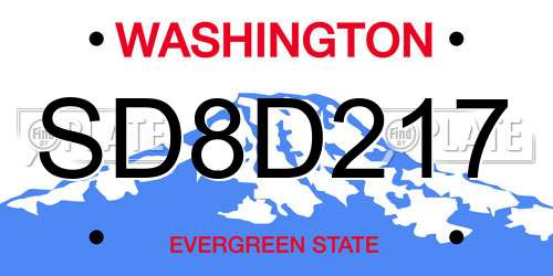 SD8D217 Washington License Plate