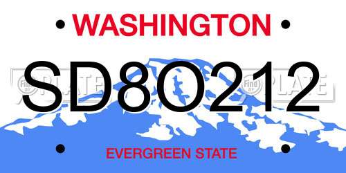 SD8O212 Washington License Plate
