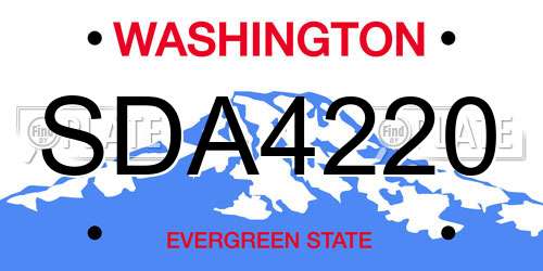 SDA4220 Washington License Plate