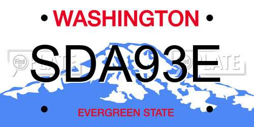 SDA93E Washington License Plate