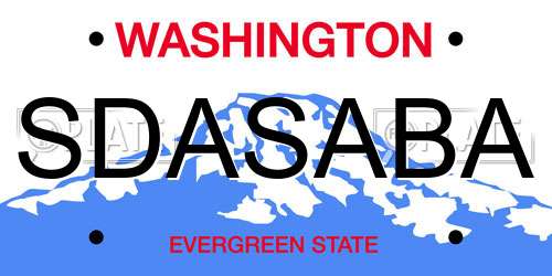 SDASABA Washington License Plate