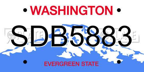 SDB5883 Washington License Plate
