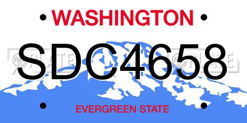 SDC4658 Washington License Plate