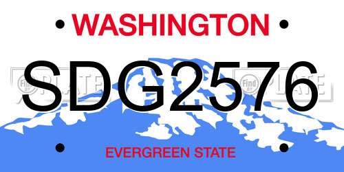 SDG2576 Washington License Plate