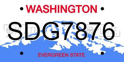 SDG7876 Washington License Plate