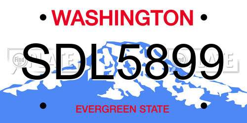 SDL5899 Washington License Plate