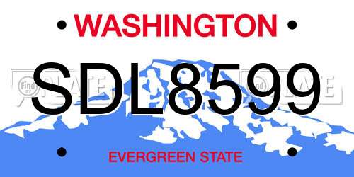 SDL8599 Washington License Plate