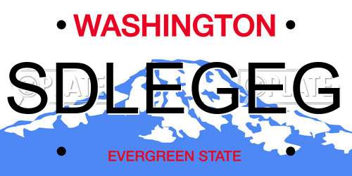 SDLEGEG Washington License Plate