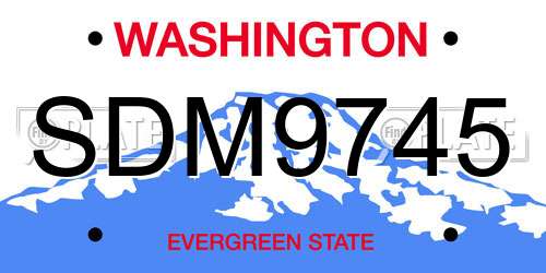 SDM9745 Washington License Plate