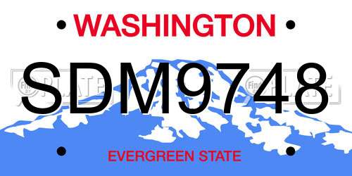 SDM9748 Washington License Plate
