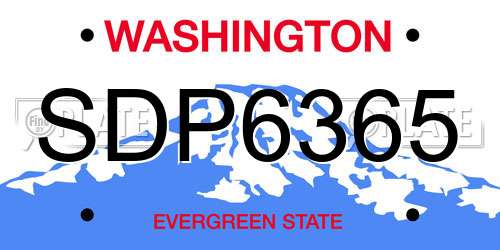 SDP6365 Washington License Plate