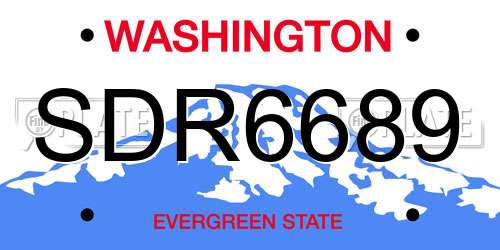 SDR6689 Washington License Plate