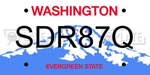 SDR87Q Washington License Plate