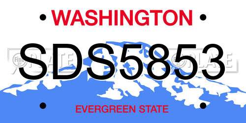 SDS5853 Washington License Plate