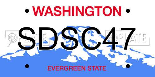 SDSC47 Washington License Plate