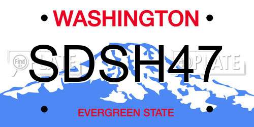 SDSH47 Washington License Plate