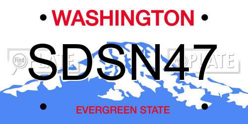 SDSN47 Washington License Plate
