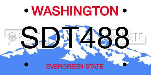 SDT488 Washington License Plate