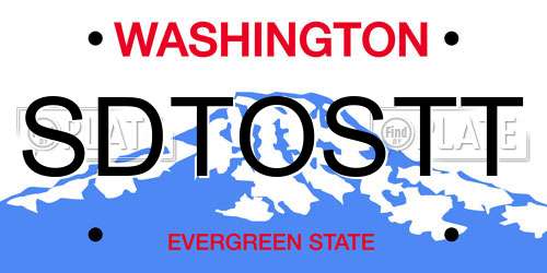 SDTOSTT Washington License Plate