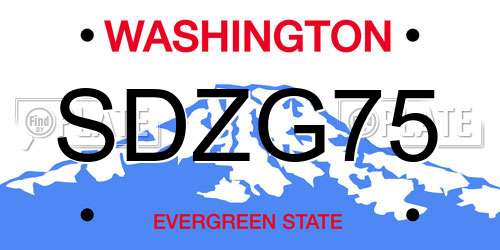 SDZG75 Washington License Plate