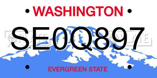 SE0Q897 Washington License Plate