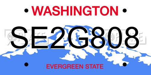 SE2G808 Washington License Plate