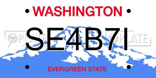 SE4B7I Washington License Plate