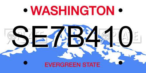 SE7B410 Washington License Plate