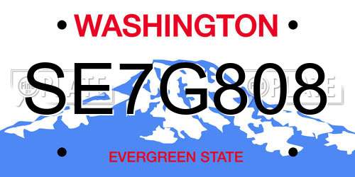 SE7G808 Washington License Plate